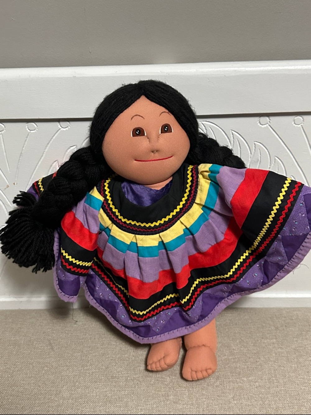 Handmade Purple Multicolor Rag Doll with Braided Hair - Kids Toys